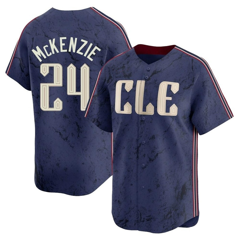 Baseball Jersey | Cleveland Guardians #24 Triston McKenzie Player Navy City Connect Limited Home Stitched - image 1