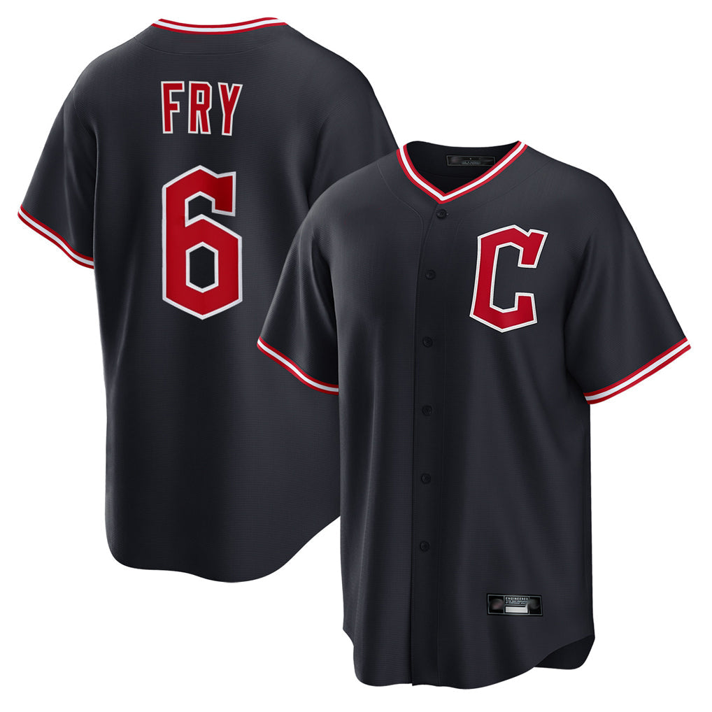 Baseball Jersey | Cleveland Guardians #6 David Fry Player Navy Home Game Stitched - image 1