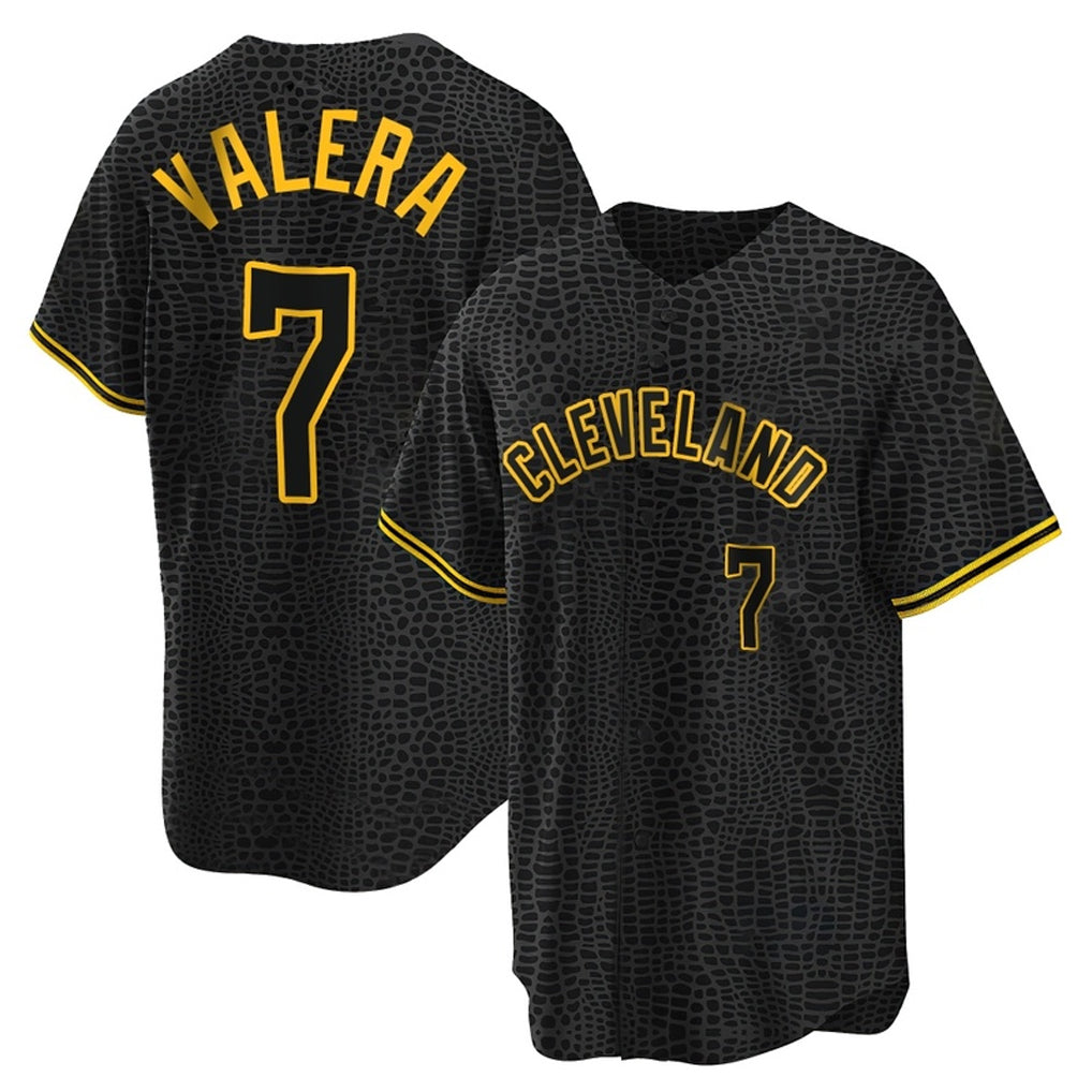 Baseball Jersey | Cleveland Guardians #7 George Valera Player Black Snake Skin City Home Game Stitched - image 1