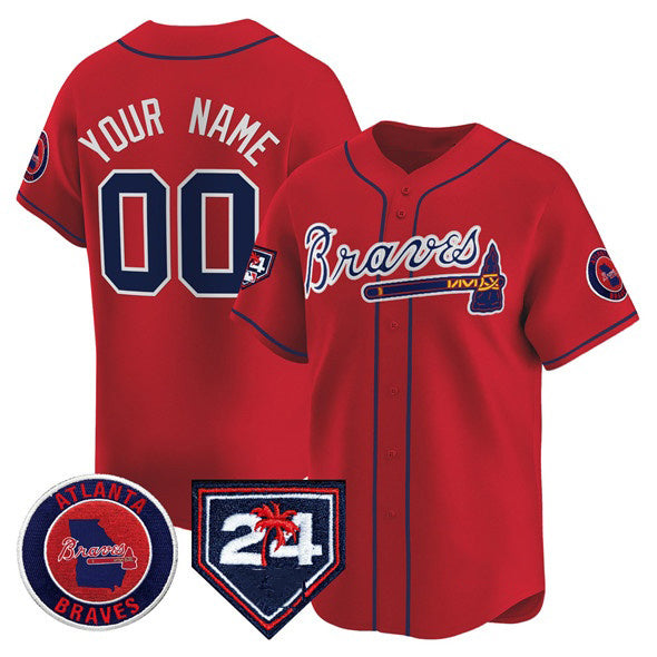 Baseball Jersey | Custom Atlanta Braves Red 2024 Spring Training Patch Limited Stitched - image 1