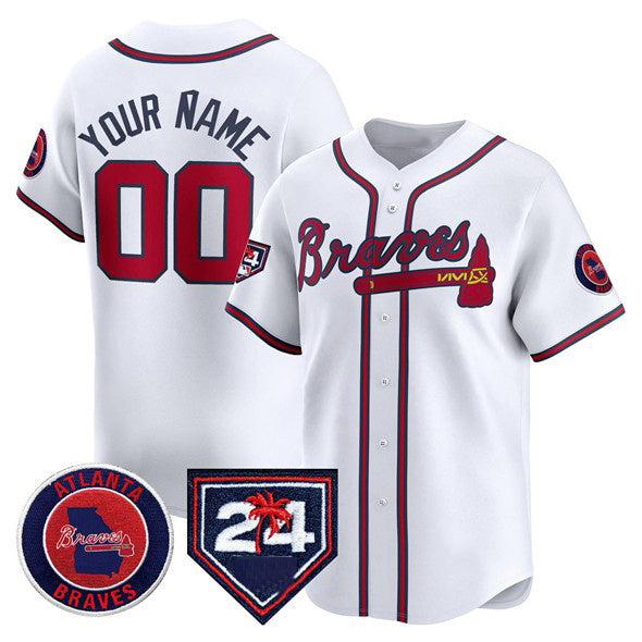 Baseball Jersey | Custom Atlanta Braves White 2024 Spring Training Patch Limited Stitched - image 1