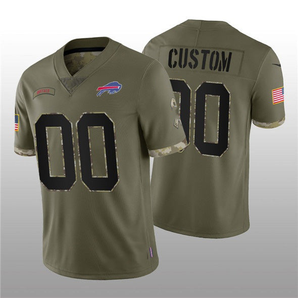 American Football Jersey | Custom B.Bills ACTIVE PLAYER 2022 Olive Salute To Service Limited Stitched Football American Jersey - image 1