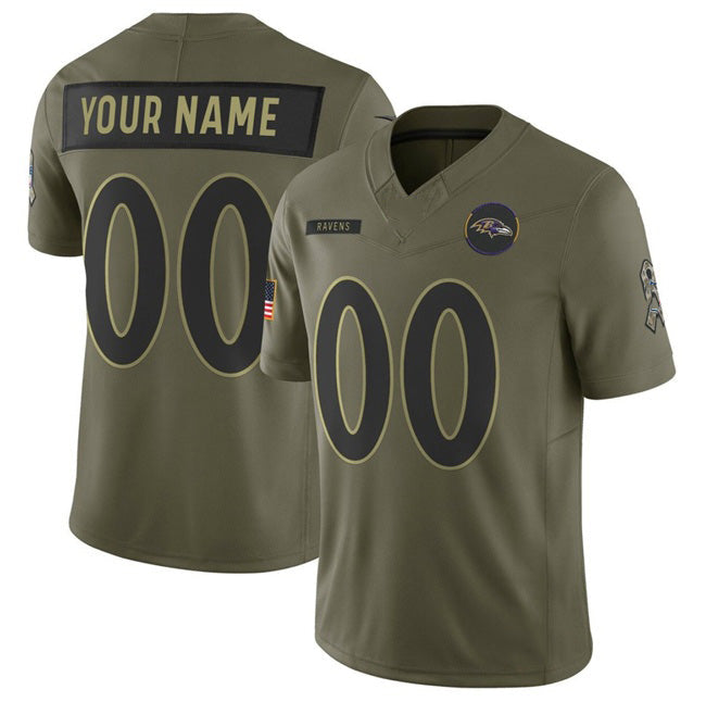 American Football Jersey | Custom B.Ravens Active Player Olive 2025 F.U.S.E. Salute to Service Limited Stitched Football American Jersey - image 1