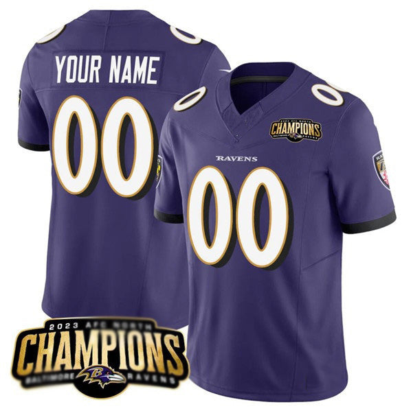 American Football Jersey | Custom B.Ravens Active Player Purple 2023 F.U.S.E. AFC North Champions Vapor Limited Stitched Football American Jersey - image 1