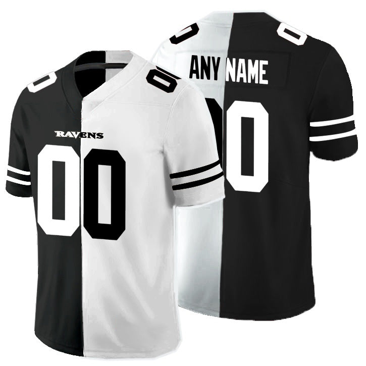 American Football Jersey | Custom B.Ravens Black And White Split Limited Stitched Football American Jersey - image 1