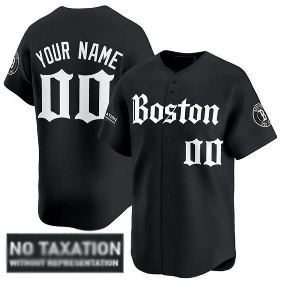 Baseball Jersey | Custom Boston Red Sox ACTIVE PLAYER Black 'Retro Newspaper Edition' Limited Stitched - image 1