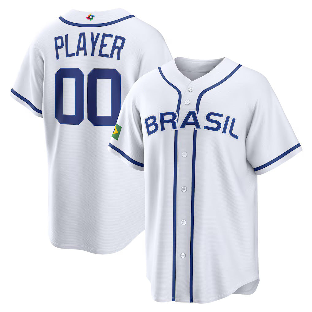 Baseball Jersey | Custom Brazil Baseball 2026 World Baseball Classic Home Pick-A-Player Jersey - White - image 1