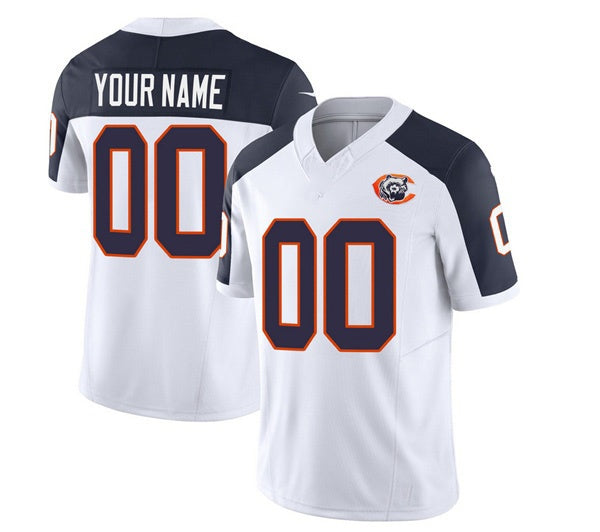 American Football Jersey | Custom C.Bears Active Player 2023 F.U.S.E. White Navy Throwback Limited Stitched Football American Jersey - image 1