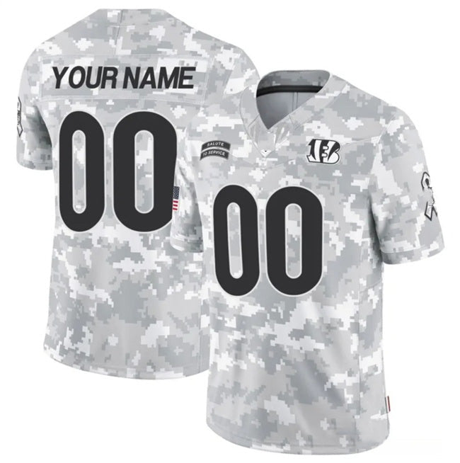 American Football Jersey | Custom C.Bengals Active Player 2024 F.U.S.E Arctic Camo Salute To Service Limited Stitched Football American Jersey - image 1