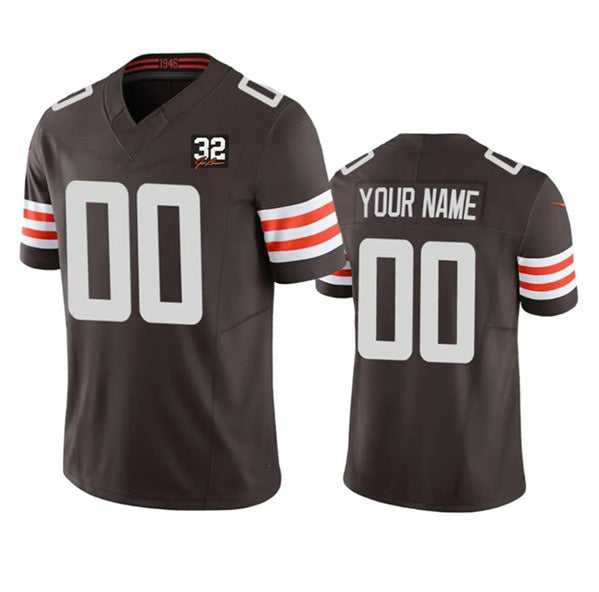 American Football Jersey | Custom C.Browns Active Player Brown 2023 F.U.S.E. With Jim Brown Memorial Patch Limited Stitched Football American Jersey - image 1