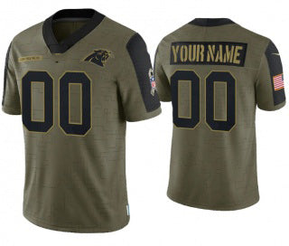 American Football Jersey | Custom C.Panthers Olive ACTIVE PLAYER 2021 Salute To Service Limited Stitched Football American Jersey - image 1
