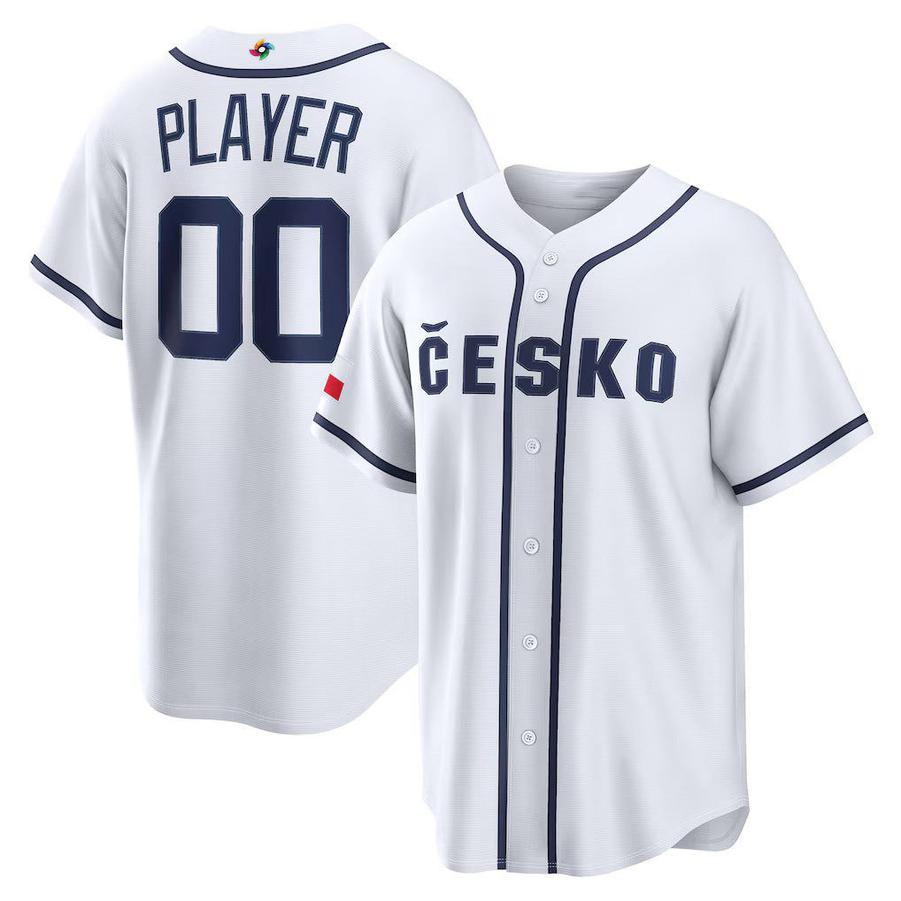 Baseball Jersey | Custom Czech Republic Baseball 2026 World Baseball Classic Home Pick-A-Player Jersey - White - image 1