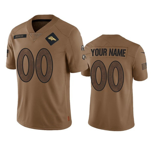 American Football Jersey | Custom D.Broncos Active Player 2023 Brown Salute To Service Limited Stitched Football American Jersey - image 1