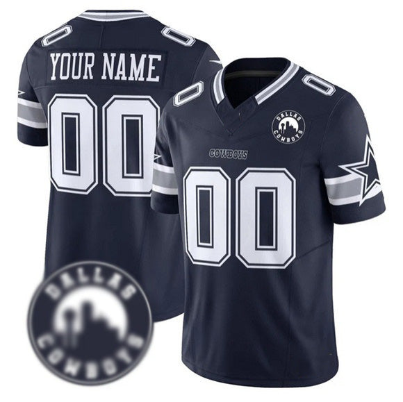 American Football Jersey | Custom D.Cowboys Active Player Navy 2025 F.U.S.E Dallas City Patch Limited Game Stitched Football American Jersey - image 1