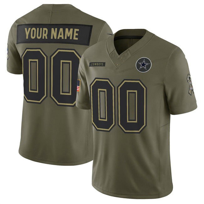 American Football Jersey | Custom D.Cowboys Active Player Olive 2025 F.U.S.E. Salute to Service Limited Stitched Football American Jersey - image 1