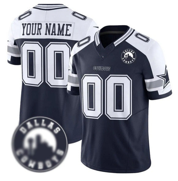 American Football Jersey | Custom D.Cowboys Active Player White Navy Alternate 2025 F.U.S.E Dallas City Patch Limited Game Stitched Football American Jersey - image 1