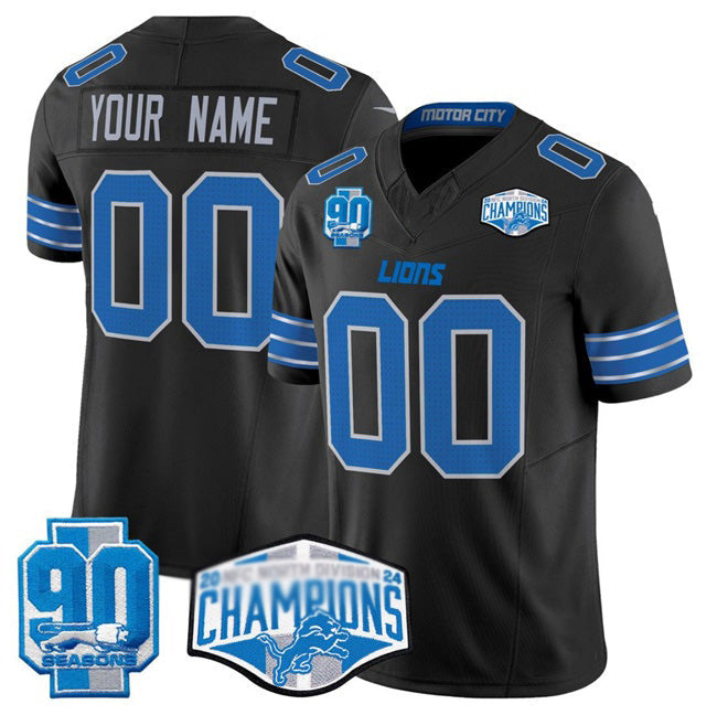 American Football Jersey | Custom D.Lions Active Player Black 2024 NFC North Champions 90th Anniversary Patch F.U.S.E. Vapor Limited Stitched Football American Jersey - image 1