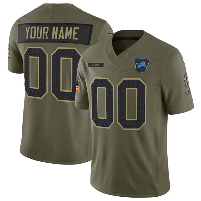American Football Jersey | Custom D.Lions Active Player Olive 2025 F.U.S.E. Salute to Service Limited Stitched Football American Jersey - image 1