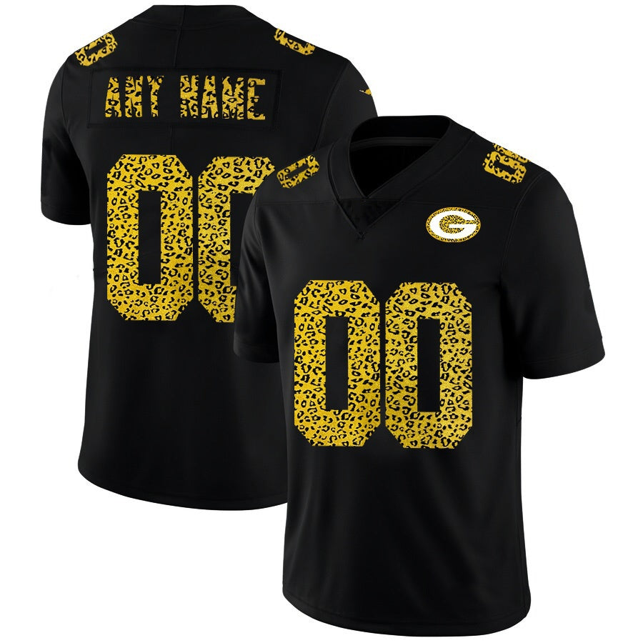 American Football Jersey | Custom GB.Packers Black Leopard Print Fashion Vapor Limited Stitched Football American Jersey - image 1
