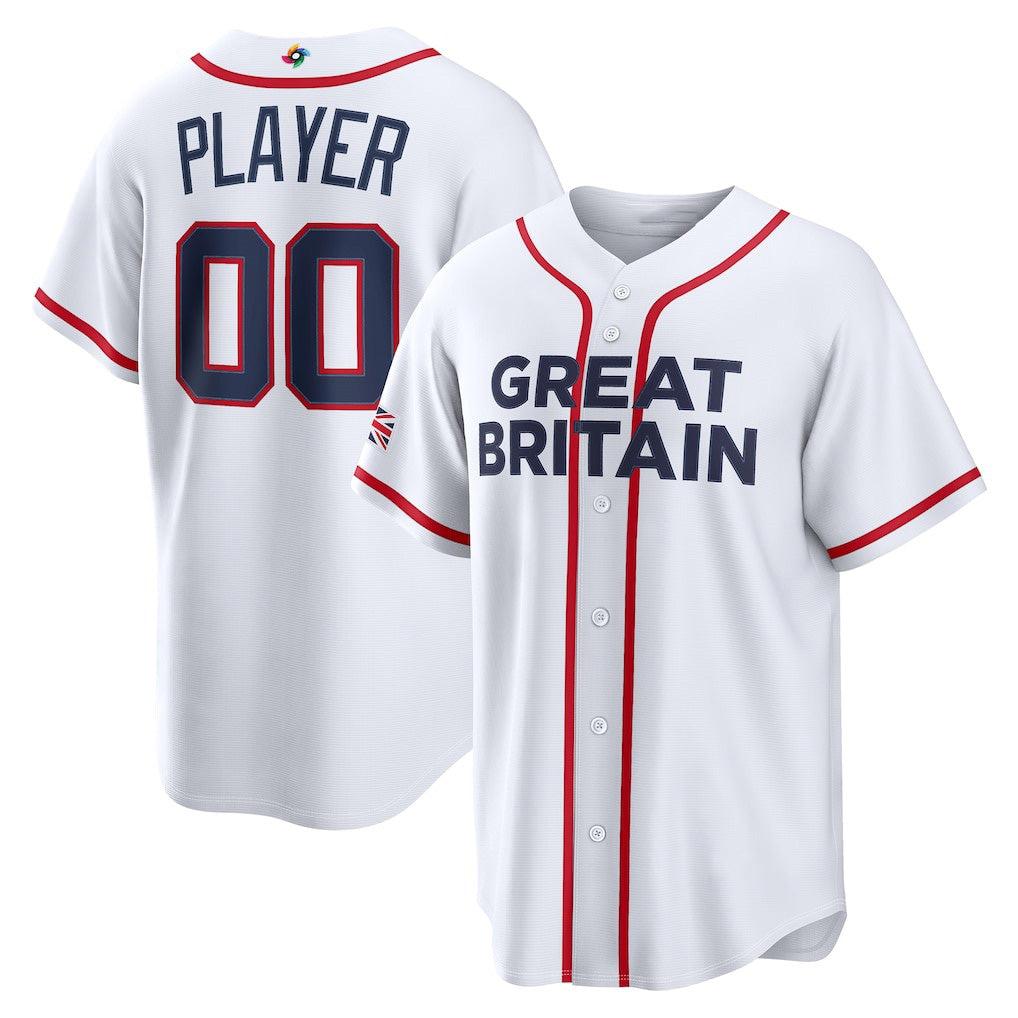 Baseball Jersey | Custom Great Britain Baseball 2026 World Baseball Classic Home Pick-A-Player Jersey - White - image 1