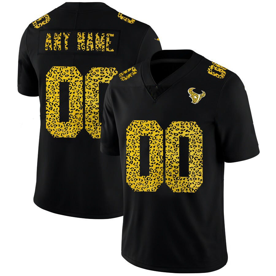 American Football Jersey | Custom H.Texans Black Leopard Print Fashion Vapor Limited Jersey - image 1