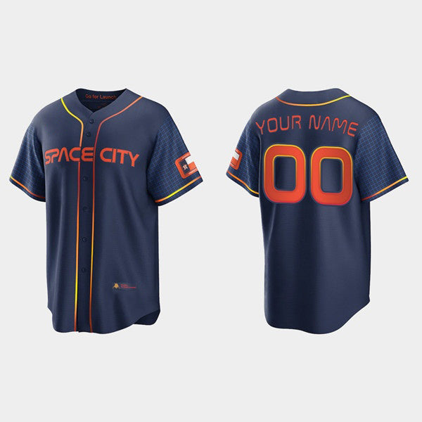 Baseball Jersey | Custom Houston Astros ACTIVE PLAYER 2022 Navy City Connect Stitched - image 1