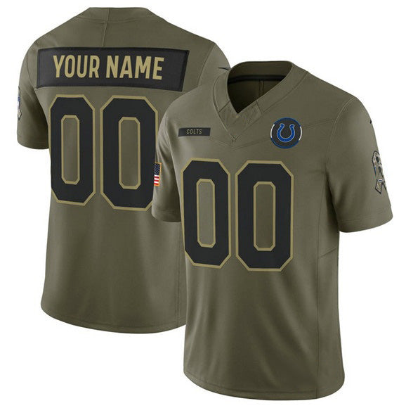 American Football Jersey | Custom IN.Colts Active Player Olive 2025 F.U.S.E. Salute to Service Limited Stitched Football Stitched Jersey - image 1