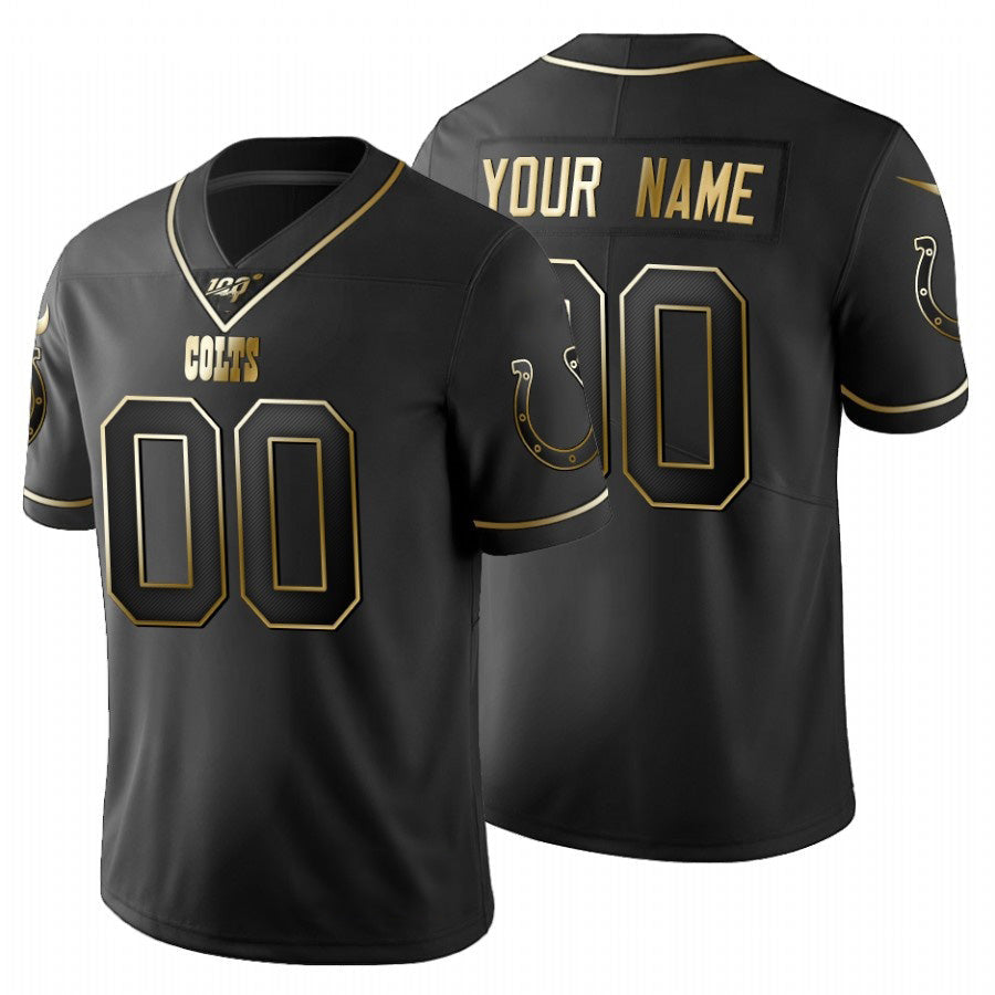 American Football Jersey | Custom IN.Colts Black Golden Limited 100 Football Stitched Jersey - image 1