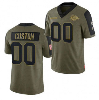 American Football Jersey | Custom KC.Chiefs Olive ACTIVE PLAYER 2021 Salute To Service Limited Stitched MAROU - image 1