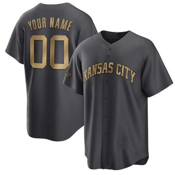 Baseball Jersey | Custom Kansas City Royals Active Player Charcoal 2022 All-Star Stitched - image 1