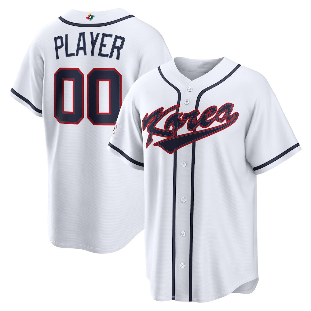 Baseball Jersey | Custom Korea Baseball 2026 World Baseball Classic Home Pick-A-Player Jersey - White - image 1