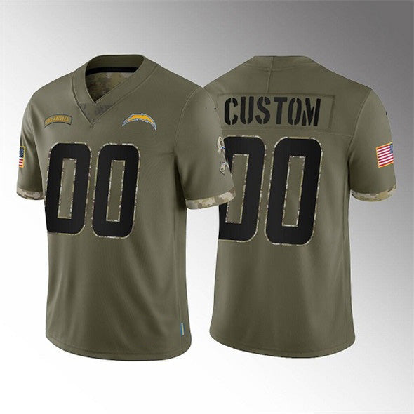 American Football Jersey | Custom LA.Chargers 2022 Olive Salute To Service Limited Stitched Marou - image 1