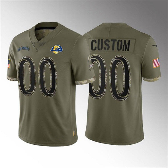 American Football Jersey | Custom LA.Rams 2022 Olive Salute To Service Limited Stitched Marou - image 1