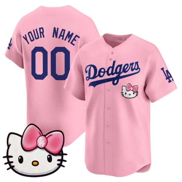 Baseball Jersey | Custom Los Angeles Dodgers ACTIVE PLAYER Pink 2025 Hello Kitty Limited Stitched - image 1