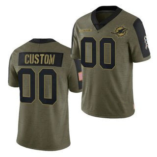 American Football Jersey | Custom M.Dolphins Olive 2021 Salute To Service Limited Stitched Marou - image 1