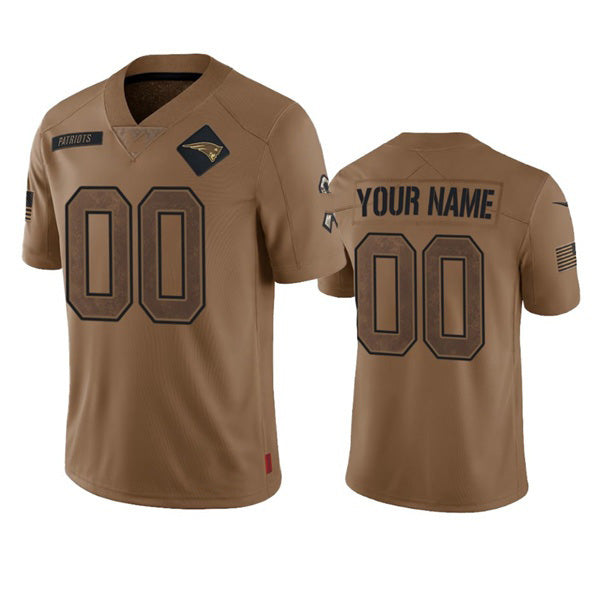 American Football Jersey | Custom NE.Patriots Active Player 2023 Brown Salute To Setvice Limited Stitched Marou - image 1