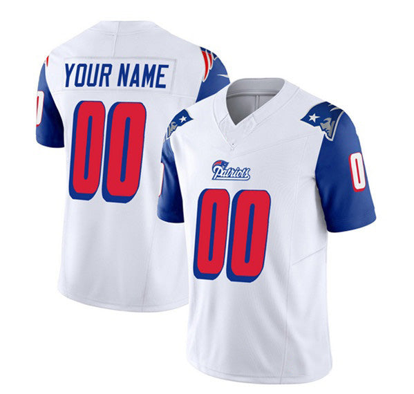 American Football Jersey | Custom NE.Patriots White Blue 2023 F.U.S.E. Throwback Limited Stitched Marou - image 1