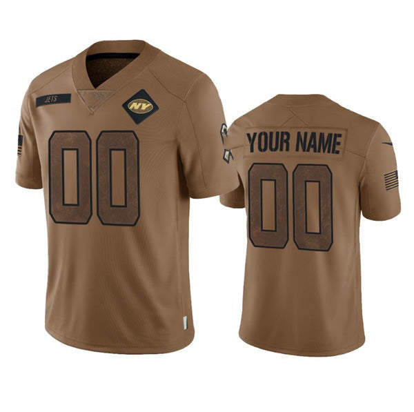 American Football Jersey | Custom NY.Jets Active Player 2023 Brown Salute To Setvice Limited Stitched Marou - image 1