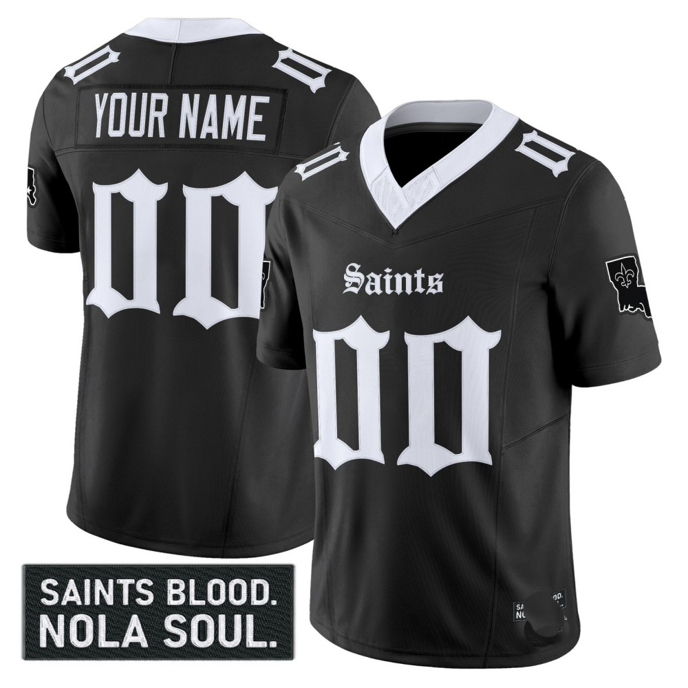 American Football Jersey | Custom New Orleans Saints Black Gothic Vieux Carré Edition F.U.S.E. Vapor Limited Stitched - image 1