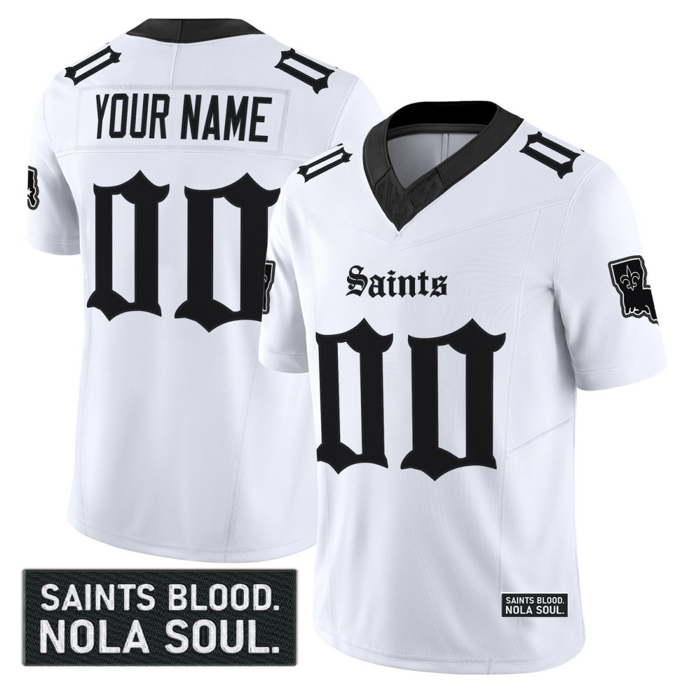 American Football Jersey | Custom New Orleans Saints White Gothic Vieux Carré Edition F.U.S.E. Vapor Limited Stitched - image 1