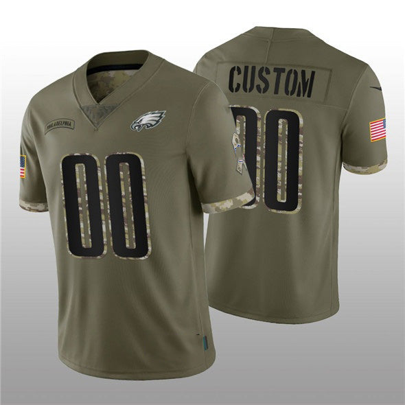 American Football Jersey | Custom P.Eagles ACTIVE PLAYER 2022 Olive Salute To Service Limited Stitched Marou - image 1