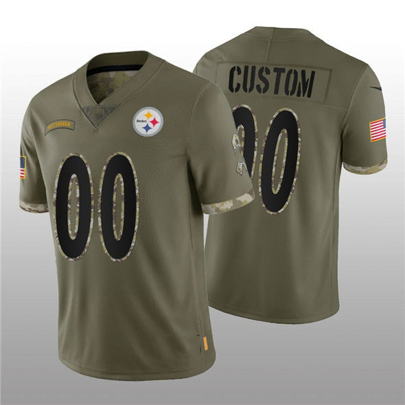 American Football Jersey | Custom P.Steelers ACTIVE PLAYER 2022 Olive Salute To Service Limited Stitched Marou - image 1