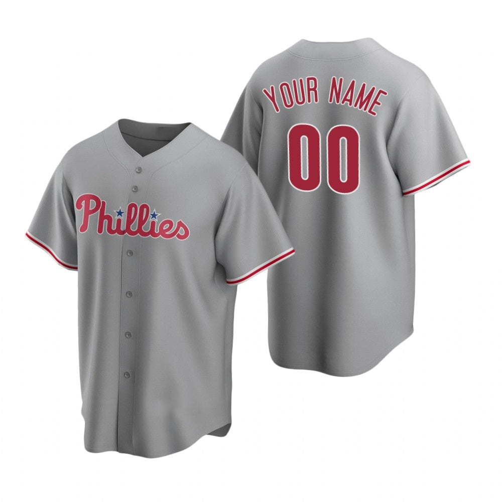 Baseball Jersey | Custom Philadelphia Phillies Gray Stitched Road - image 1