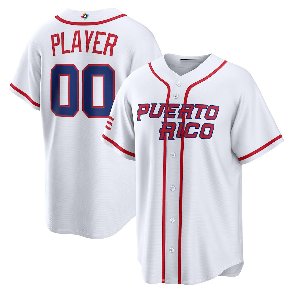 Baseball Jersey | Custom Puerto Rico Baseball 2026 World Baseball Classic Home Pick-A-Player Jersey - White - image 1