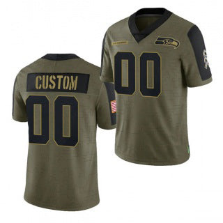 American Football Jersey | Custom S.Seahawks ACTIVE PLAYER Olive 2021 Salute To Service Limited Stitched Marou - image 1