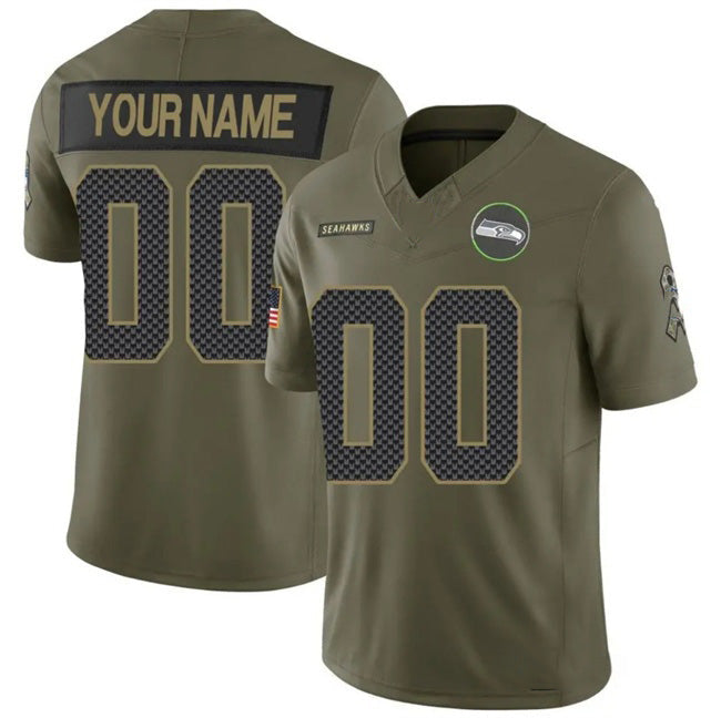American Football Jersey | Custom S.Seahawks Active Player Olive 2025 F.U.S.E. Salute to Service Limited Stitched Marou - image 1