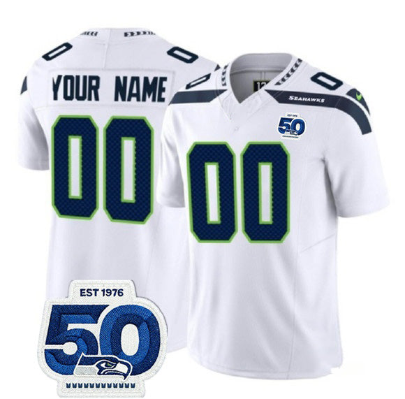 American Football Jersey | Custom S.Seahawks Active Player White 2025 F.U.S.E. 50th Anniversary Patch Vapor Limited Stitched Marou - image 1