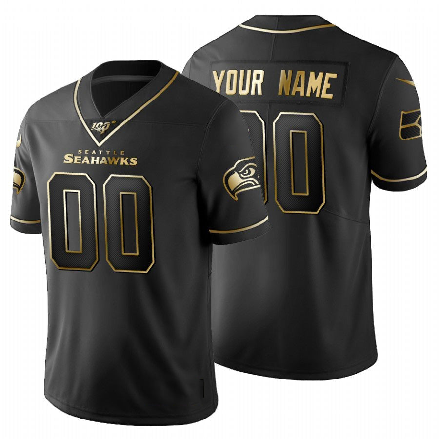 American Football Jersey | Custom S.Seahawks Black Golden Limited 100 Marou - image 1