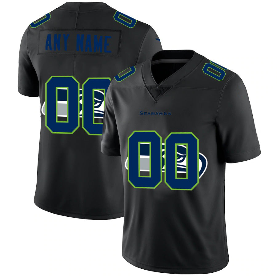 American Football Jersey | Custom S.Seahawks Black Team Logo Dual Overlap Limited Marou - image 1