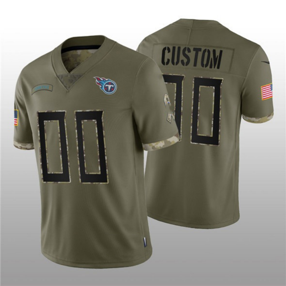 American Football Jersey | Custom T.Titans ACTIVE PLAYER 2022 Olive Salute To Service Limited Stitched Jersey - image 1